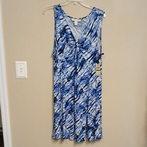 Elegant Blue and White Women's Midi Dress